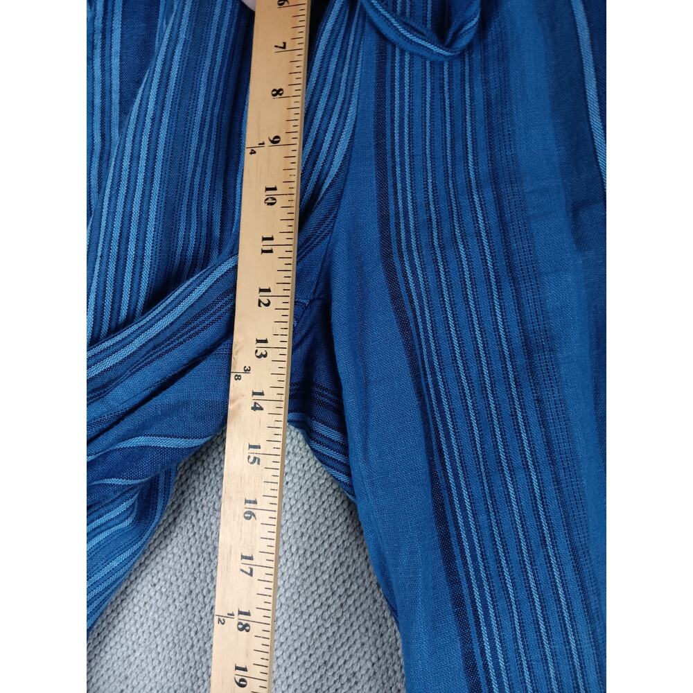 Indigo Rein Linen Blend‎ Pants Women's Large 32X28 Blue Striped Wide Leg Beach - Picture 11 of 14